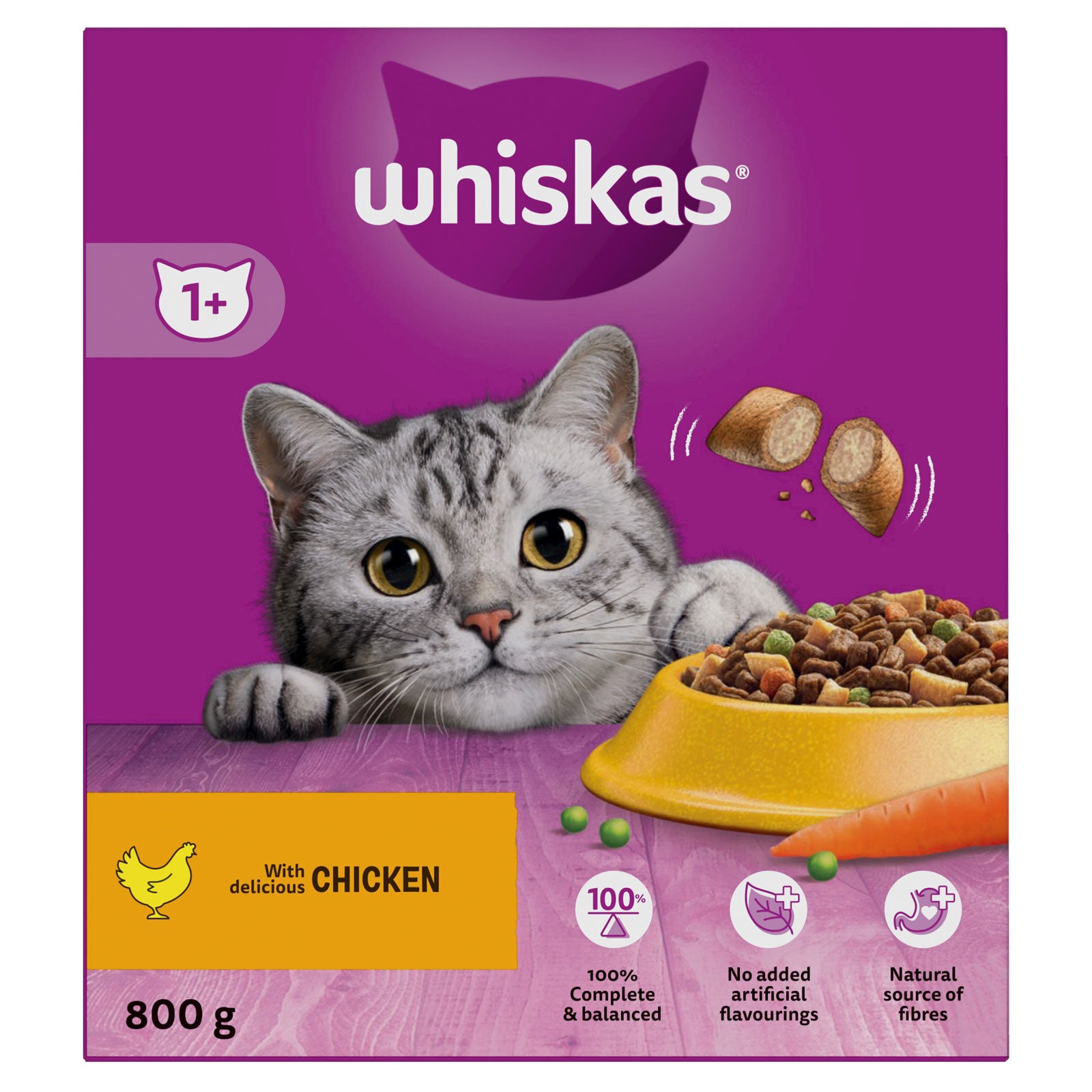 Whiskas 1+ Cat Complete Dry With Chicken 800g Whiskas 1+ Cat Complete Dry With Chicken 800g